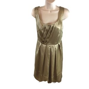 Gold Banana Republic Silk Sleeveles Cocktail Dress